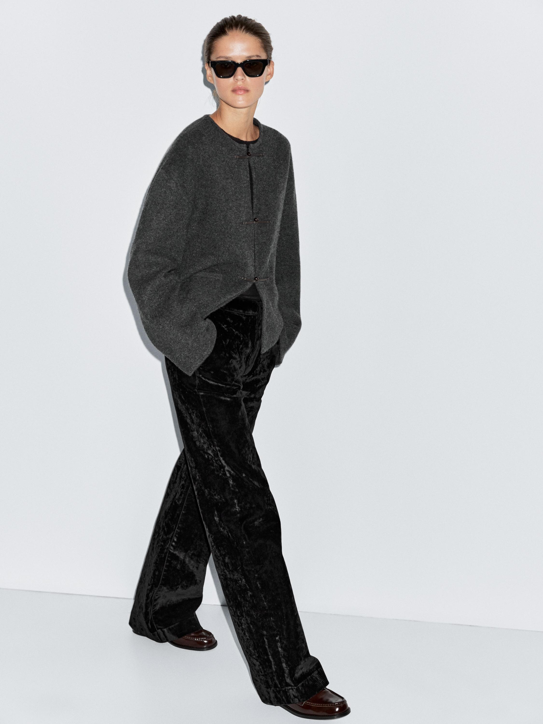 Flare fit high-waist flocked jeans